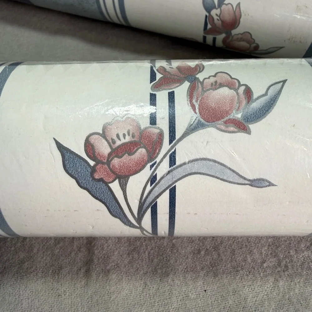 C&A Wallcoverings Vintage Wallpaper 3 Rolls Floral Stripe CP3092 Run 7 Farmhouse